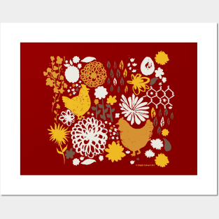 Farm chickens - chicken lover homestead pattern Posters and Art